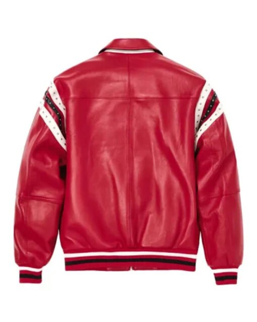 Pelle Pelle Red Encrusted Varsity Plush Jacket