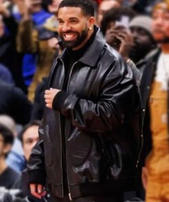 Raptors VS Warriors Game 2025 Drake Leather Jacket