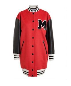 Rihanna Oversized Varsity Black and Red Jacket
