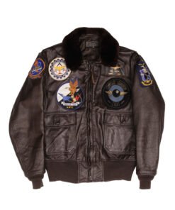 VINTAGE US NAVY G1 USS FRANKLIN LEATHER JACKET