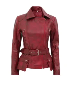 Victoria Burgundy Motorcycle Jacket