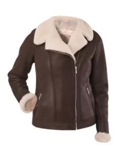 Women Brown B3 RAF Aviator Shearling Jacket