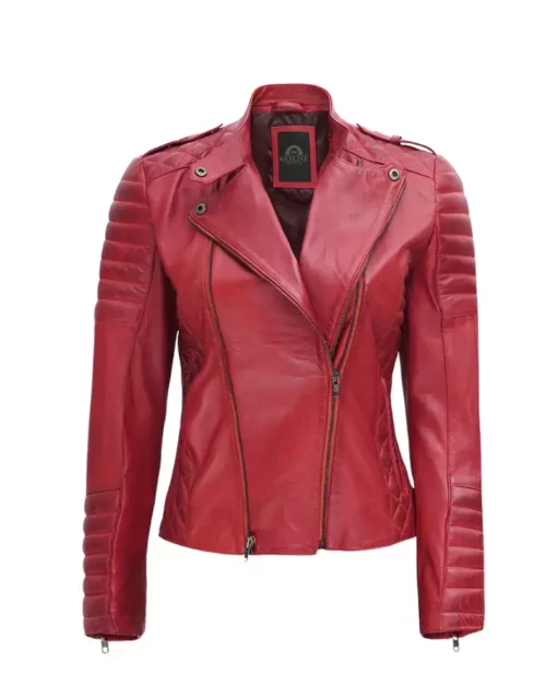 Women Burnt Red Biker Leather Jacket Women Burnt Red Biker Leather Jacket