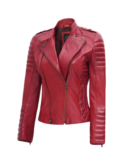 Women Burnt Red Biker Leather Jacket Women Burnt Red Biker Leather Jacket