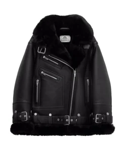 Women’s Aviator Moya Black Leather Jacket