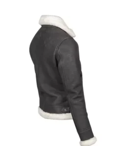 Women B-3 Black & White Leather Bomber Jacket