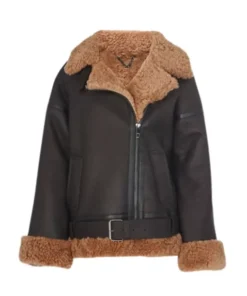 Women Biker Shearling Leather Jacket
