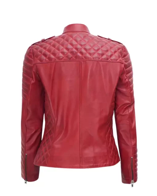 Women Burnt Red Biker Leather Jacket Women Burnt Red Biker Leather Jacket