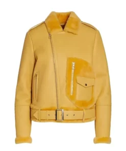 Women’s Orange Shearling Leather Jacket