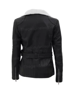 Women’s Fur Black Leather Jacket
