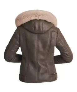 Women Shearling Brown Leather Jacket