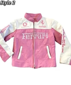 Ferrari Pink and White Leather Jacket