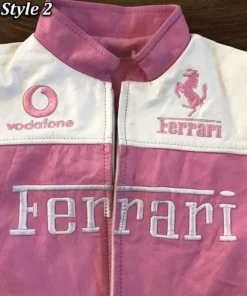 Ferrari Pink and White Leather Jacket