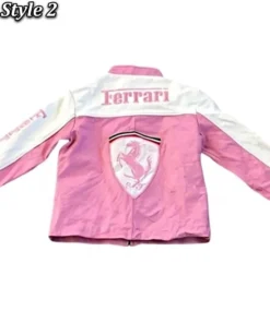 Ferrari Pink and White Leather Jacket