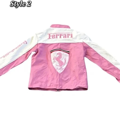 Ferrari Pink and White Leather Jacket