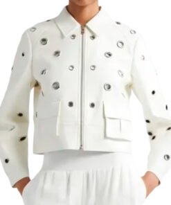 9-1-1 Athena Grant White Grommet Leather Jacket