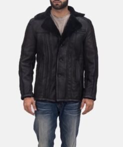 Mens Greatest Black Shearling Leather Coat