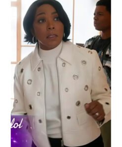 9-1-1 Athena Grant White Grommet Leather Jacket