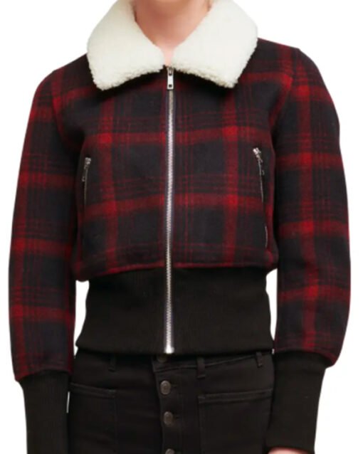 9-1-1 Season 5 May Grant Plaid Shearling Collar Jacket