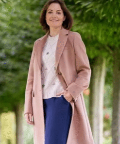 A Scottish Love Scheme 2024 Erica Durance Pink Trench Coat