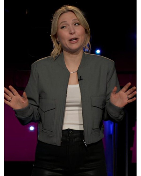 After Midnight Taylor Tomlinson Grey Bomber Jacket After Midnight Taylor Tomlinson Grey Bomber Jacket