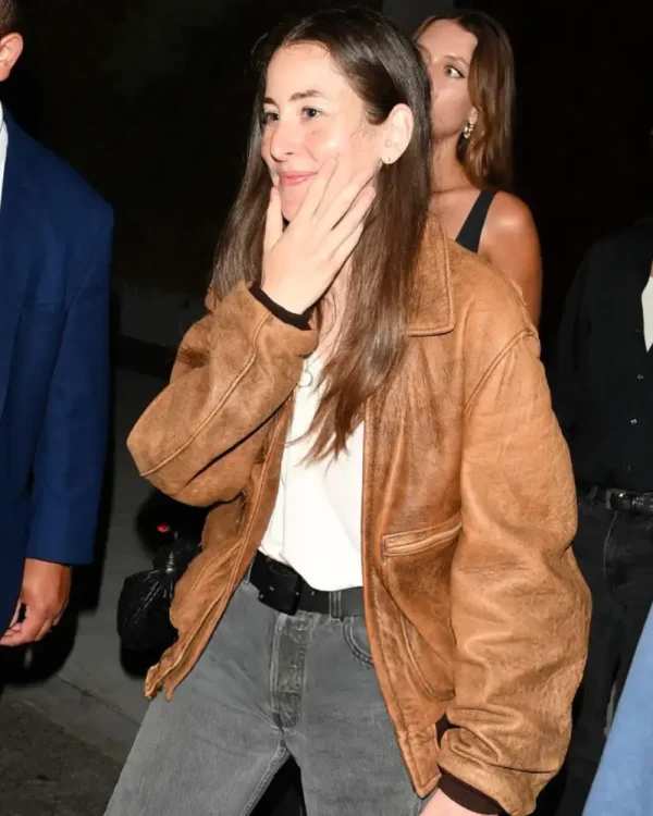 Alana Haim LA 2025 Brown Leather Jacket Alana Haim LA 2025 Brown Leather Jacket