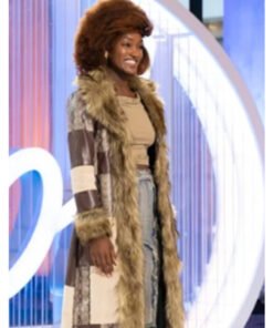 American Idol S23 Lashon Brown Patchwork Fur Trim Coat