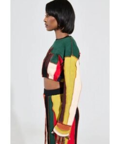 All American S07 Alexis Chikaeze Patchwork Crop Sweater