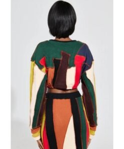 All American S07 Alexis Chikaeze Patchwork Crop Sweater