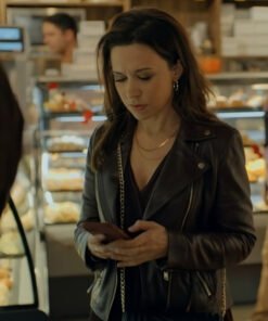 An Unexpected Valentine Lacey Chabert Black Leather Jacket