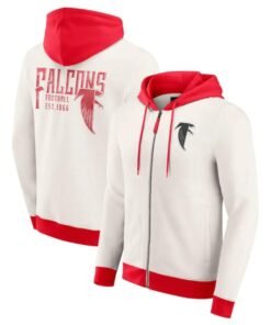 Atlanta Falcons Fanatics Cream Distress Graphics Full-Zip Hoodie