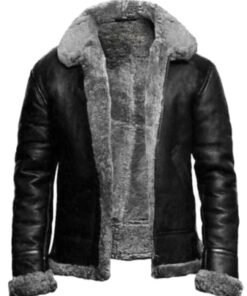B3 Bomber Black Fur Pilot Jacket