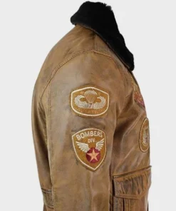 Mens Classic Aviator Tan Bomber Leather Jacket