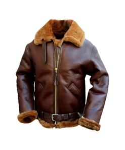 Brown Bomber Single Belted Leather Jacket