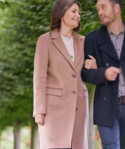 A Scottish Love Scheme 2024 Erica Durance Pink Trench Coat