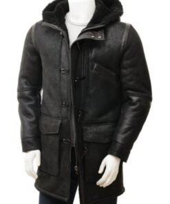 Mens Black Sheepskin Duffle Coat