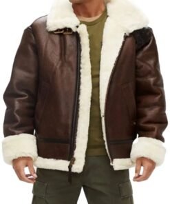 Mens Chocolate Brown Shearling Jacket
