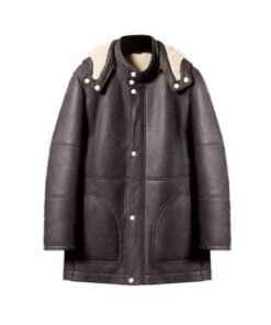 Men’s Hooded Shearling Leather Long Trench Coat
