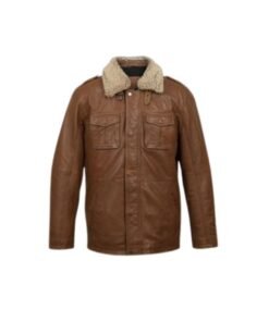 Mens Natural Brown Leather Blazer Jacket