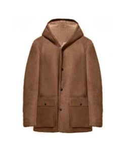 Men’s Shearling Hooded Suede Leather Bomber Long Trench Coat