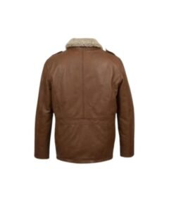 Mens Natural Brown Leather Blazer Jacket