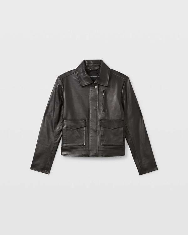 Allegiance S02 Supinder Wraich Black Cropped Leather Jacket Allegiance S02 Supinder Wraich Black Cropped Leather Jacket