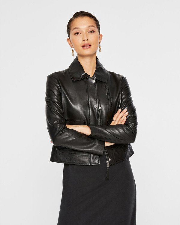 Allegiance S02 Supinder Wraich Black Cropped Leather Jacket Allegiance S02 Supinder Wraich Black Cropped Leather Jacket