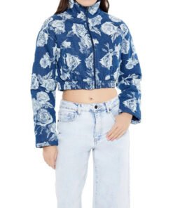 All American S07 Alexis Chikaeze Rose Print Denim Puffer Jacket