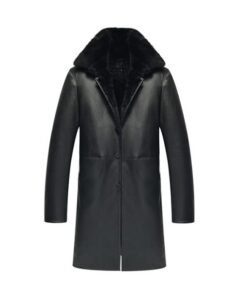 Mens Lambskin Shearling Leather Trench Coat