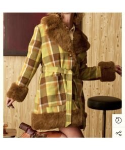 AEW Dynamite 2025 Paige Wooding Green Plaid Fur Coat