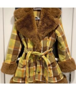 AEW Dynamite 2025 Paige Wooding Green Plaid Fur Coat