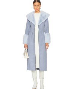Access Hollywood 2025 Emily Orozco Blue Fur Collar Coat