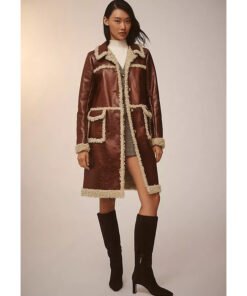 Beyond The Gates Ambyr Michelle Brown Fur Trim Leather Coat