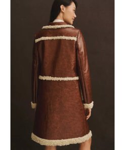 Beyond The Gates Ambyr Michelle Brown Fur Trim Leather Coat